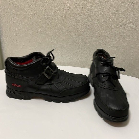 Polo Ralph Lauren Dress Shoes Mens Black Leather Duck Boots Size 10D - Picture 6 of 17